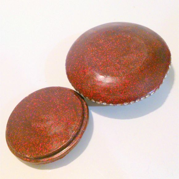 Vintage Eastern Inspired Jeweled Red Glitter Trinket Vanity Pin Jewelry Box - Picture 5 of 5